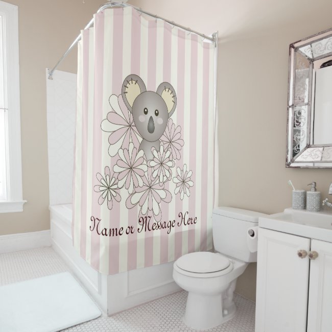 Pastel Pink Stripes Cute Cartoon Baby Koala Kids