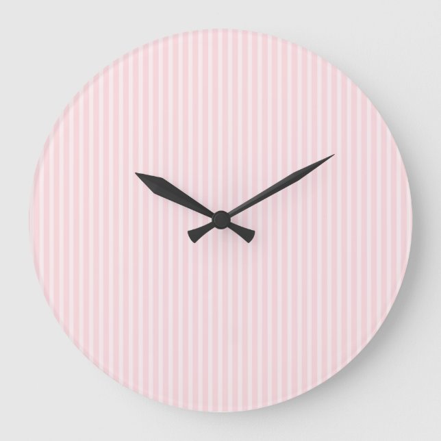 Pastel Pink Stripes. Large Clock (Front)