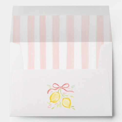 Pastel Pink Stripes Lemon Branches With Bow Envelope
