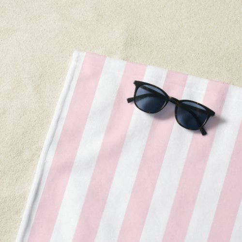 Pastel Pink Stripes Solid Color Summer Vacay   Beach Towel