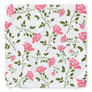 Pastel Pink Stylized Roses Pattern Bandana