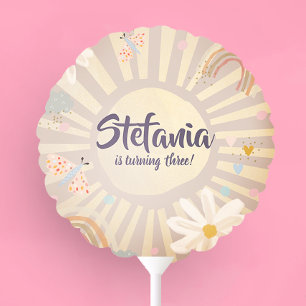 Pastel Pink Sun Girl Birthday Balloon