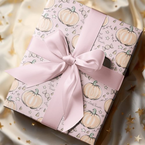 Pastel Pink Sweet Little Pumpkin Baby Wrapping Paper