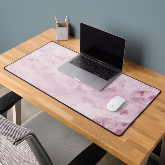 Pastel Pink Swirl Abstract Desk Mat (Office 2)