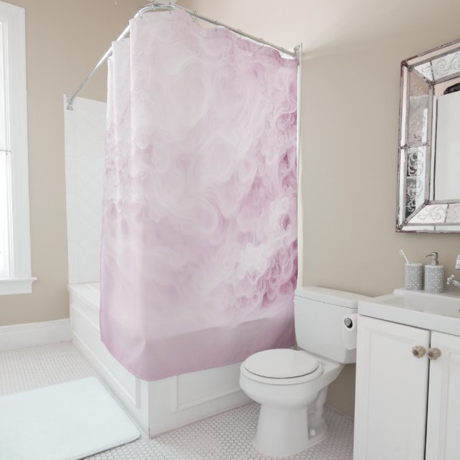 Pastel Pink Swirl Abstract Shower Curtain (In Situ)