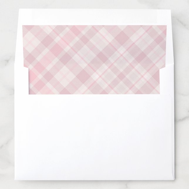 Pastel Pink Tartan Plaid Baby Shower Envelope Liner (In Envelope)