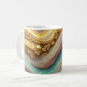 Pastel Pink Teal Agate Geode Stone Coffee Mug