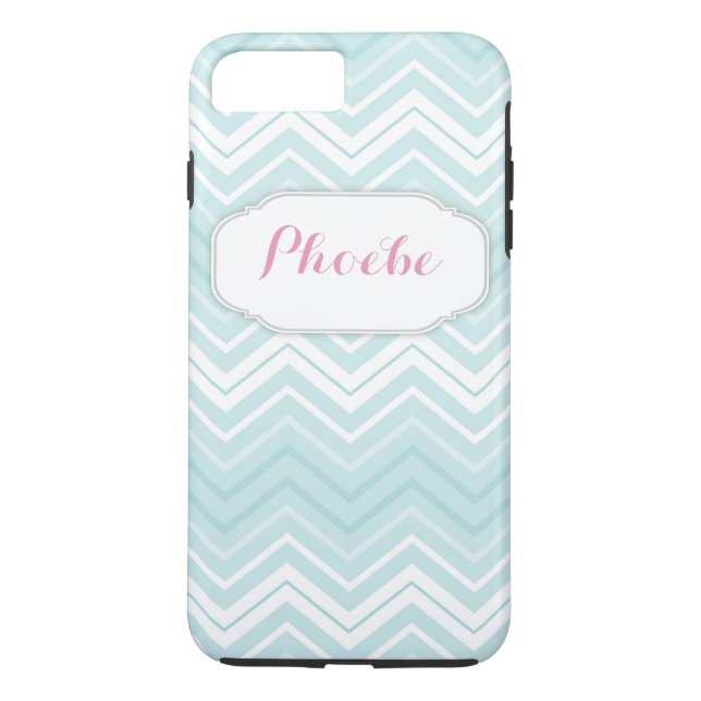 Pastel Pink & Teal Chevron Zigzag Personalized Case-Mate iPhone Case (Back)