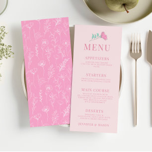 Pastel pink teal green retro elegant wedding menu