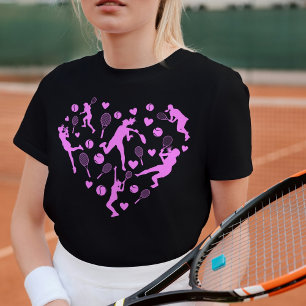 Pastel Pink Tennis Lover Heart Graphic  T-Shirt