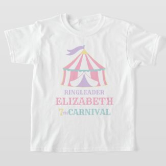 Pastel Pink Tent Circus Carnival Birthday Shirt