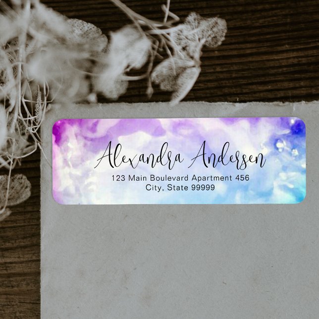 Pastel Pink To Blue Watercolor Fancy Script Label (Creator Uploaded)