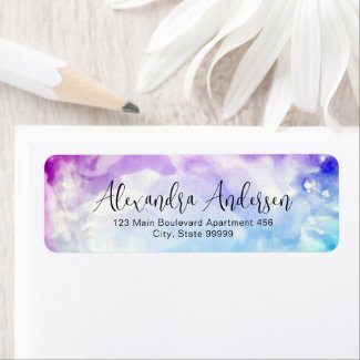 Pastel Pink To Blue Watercolor Fancy Script Label
