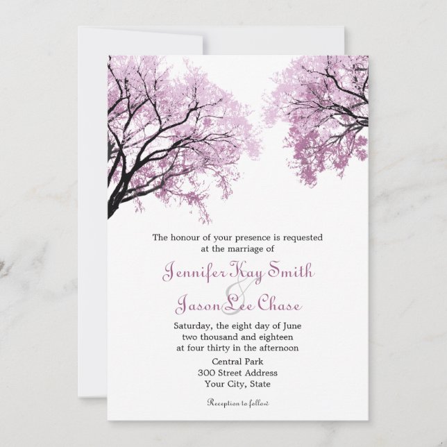 Pastel Pink Trees - Wedding Invitations (Front)