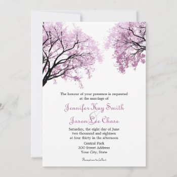 Pastel Pink Trees - Wedding Invitations by AJsGraphics at Zazzle