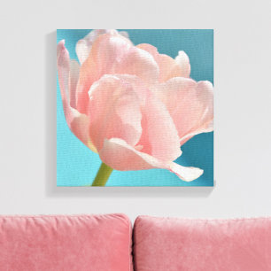 Pastel Pink Tulip Floral Botanical Photographic Canvas Print