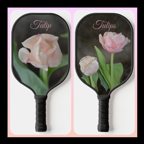Pastel Pink Tulips Elegant Floral Botanical Pickleball Paddle