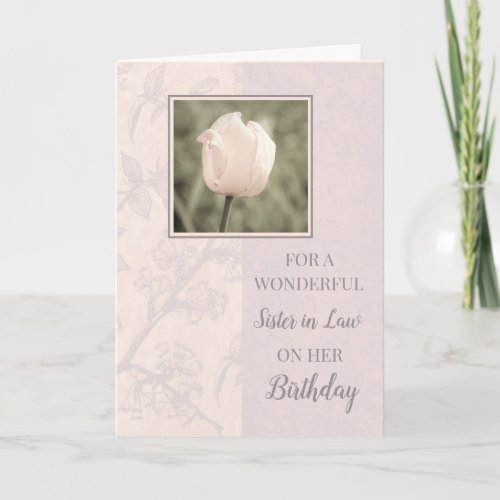Pastel Pink Tulips Sister in Law Birthday Card