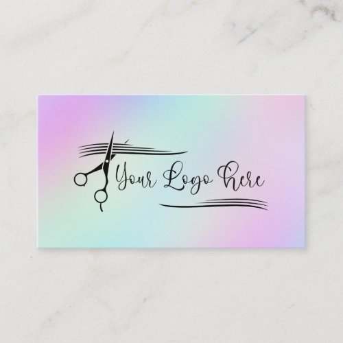 Pastel Pink Turquoise Holographic Gradient Logo Business Card