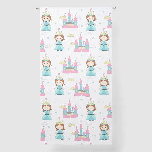 Pastel Pink Turquoise Princess Castle Nursery Sheer Curtains