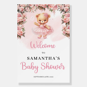 Pastel pink Tutu ballerina girl teddy bear Welcome Foam Board