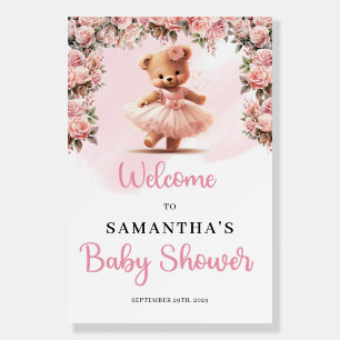 Pastel pink Tutu ballerina girl teddy bear Welcome Foam Board
