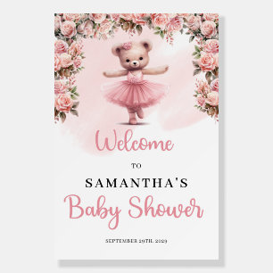 Pastel pink Tutu ballerina girl teddy bear Welcome Foam Board