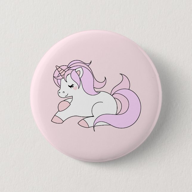 Pastel pink unicorn button (Front)