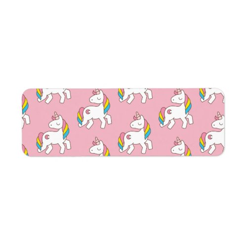 Pastel Pink Unicorn Pattern Label