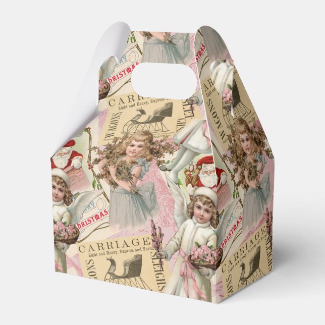 Pastel Pink Victorian Christmas   Favor Boxes (Front Side)
