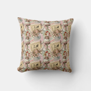 Pastel Pink Victorian Christmas   Throw Pillow