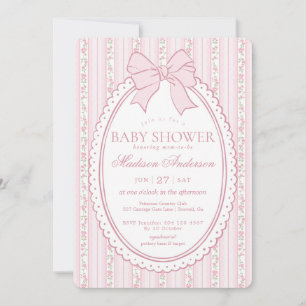 Pastel Pink Vintage Fancy Floral Baby Shower Invitation