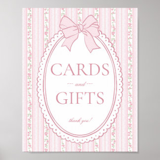 Pastel Pink Vintage Fancy Floral Card & Gifts Sign