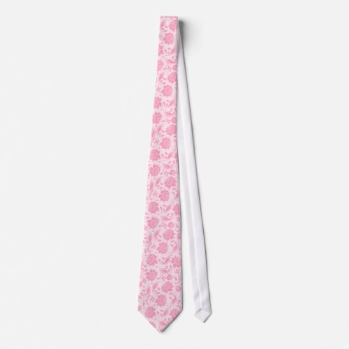 Pastel Pink Vintage Floral Damasks 4 Wedding Tie