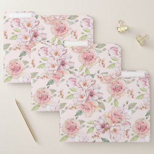 Pastel pink vintage roses pattern file folder