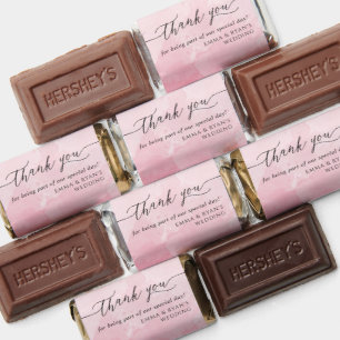 Pastel Pink Watercolor Any Event Thank you Script Hershey's Miniatures