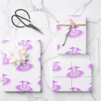 Pastel Pink Watercolor Girls Tutu Ballet Wrapping Paper Sheets