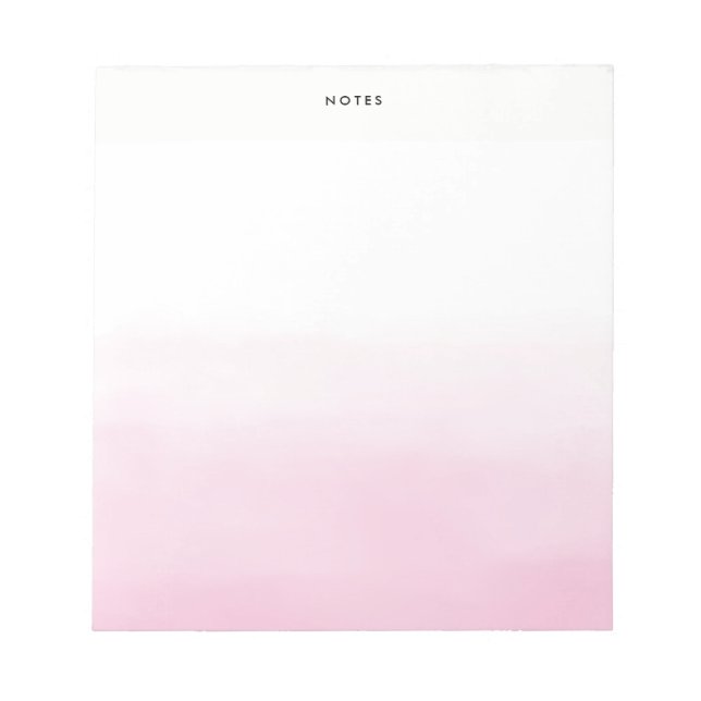 Pastel Pink Watercolor Ombre Chic Personalized Notepad (Front)
