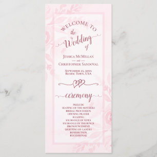 Pastel Pink Watercolor Peonies Elegant Wedding Program