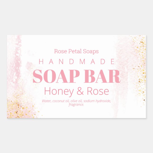 Pastel Pink Watercolor Soap Candle Labels (Front)