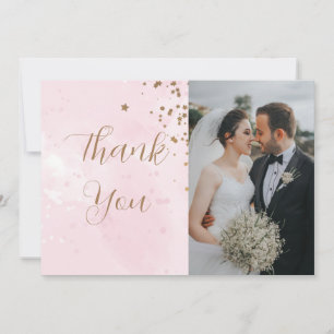 Pastel Pink Watercolor Two Photo  Holiday Card