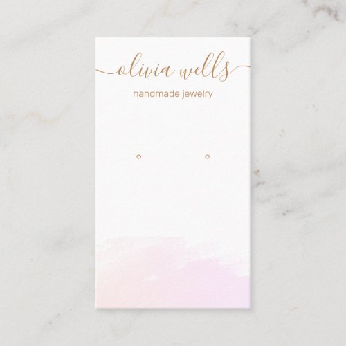 Pastel Pink Watercolor Wash Earring Display Business Card