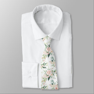 Pastel pink watercolors roses pattern neck tie