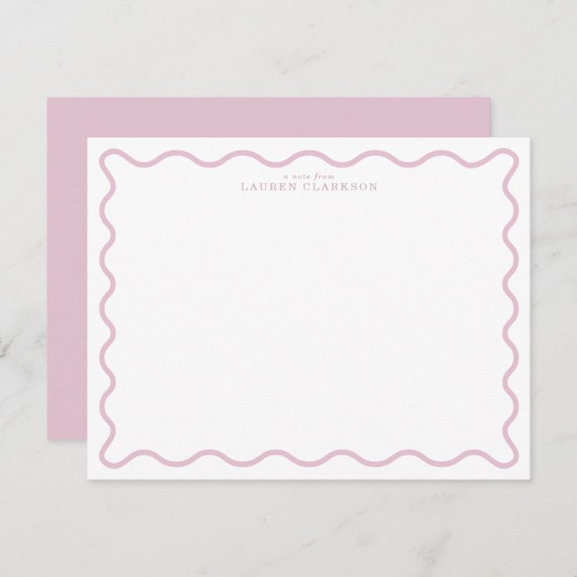 pastel pink wavy border note card (Front/Back)