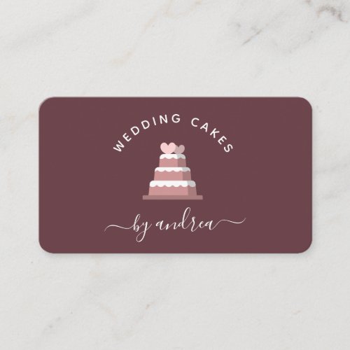 Pastel Pink Wedding Cake Decorating Minimalist Business Card