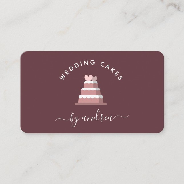 Pastel Pink Wedding Cake Decorating Minimalist Business Card (Front)