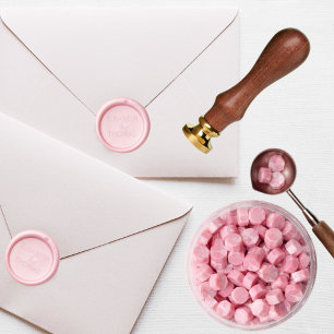 Pastel pink wedding mailing chic font wax seal stamp
