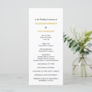 Pastel Pink Wedding Program Gold