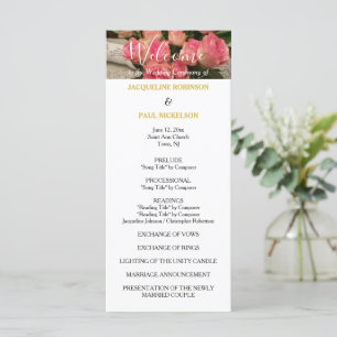 Pastel Pink Wedding Program Gold