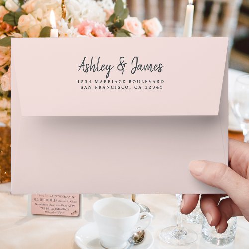 Pastel Pink Wedding Return Address Envelope